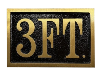 Depth Marker Plaque - in feet with 4″ number - 6″ x 9″ Red Brass